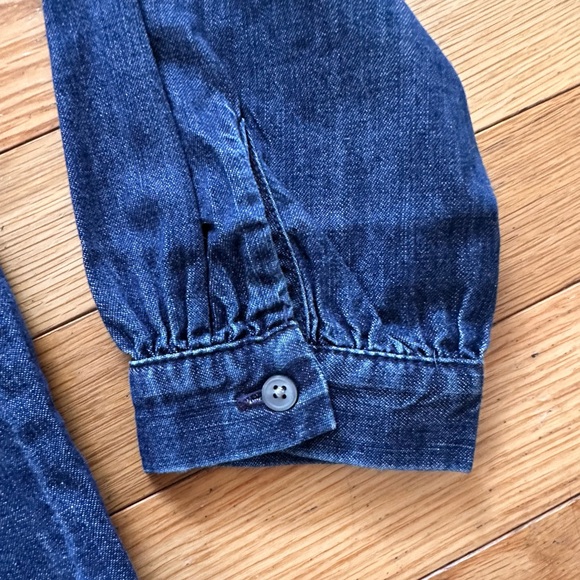 J. Crew Neck Tie Button Down Jean Shirt - Picture 5 of 7